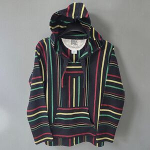 Original Senor Lopez Rasta Baja Hoodie Mens Large Black Striped Drug Rug Reggae